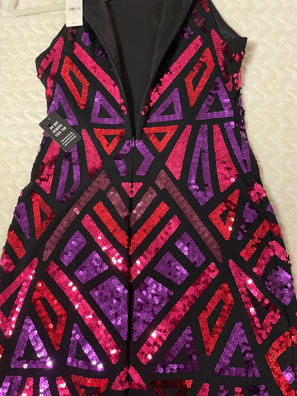 Express Black Shift Dress with Fuchsia & Purple Sequins - Picture 5 of 5